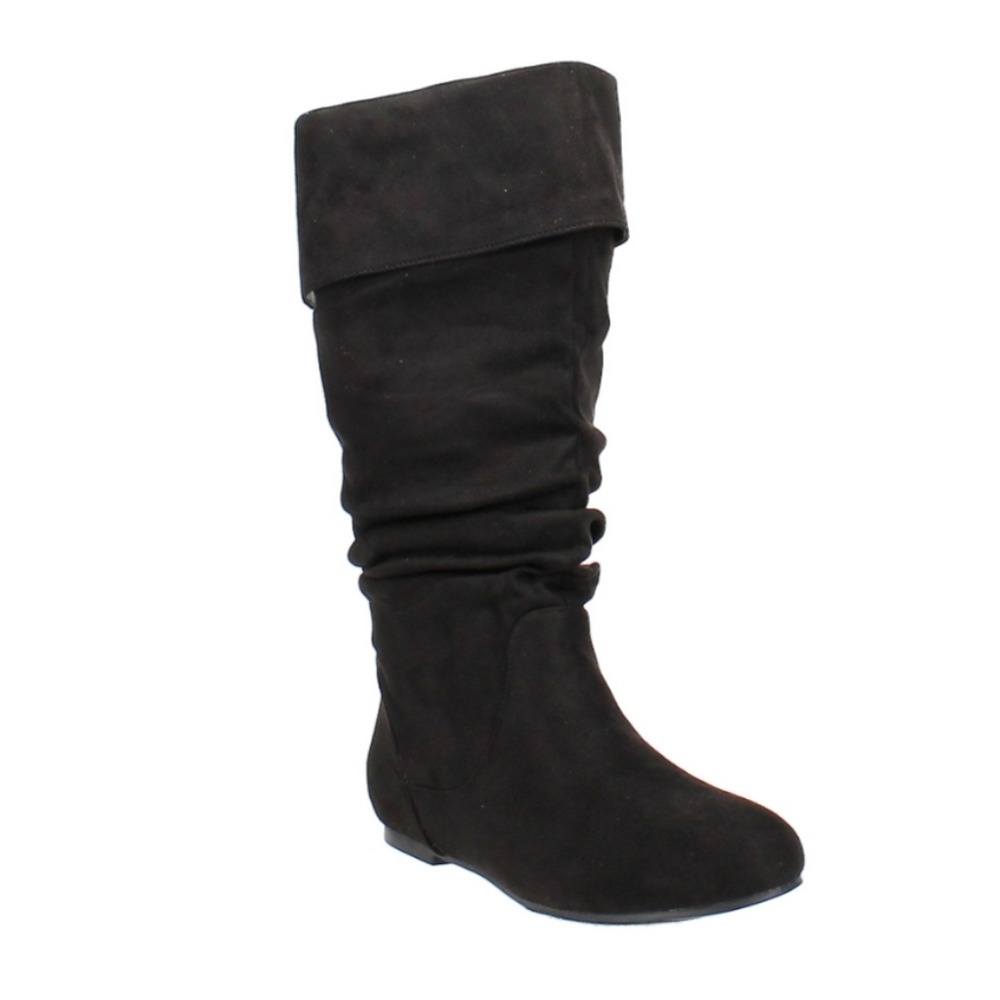 NWT Journee C. Black Wide Calf Flat Booties